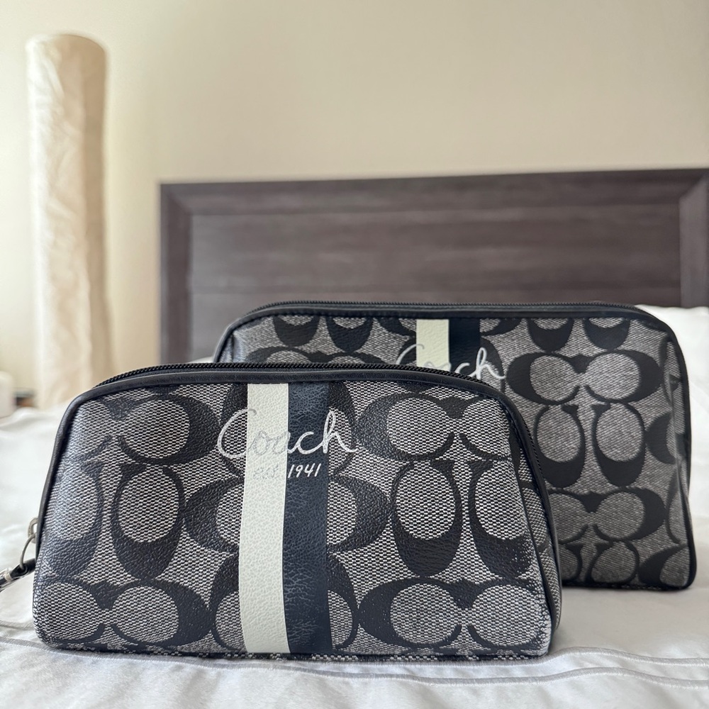 Coach duo set cosmetic pouch in signature canvas